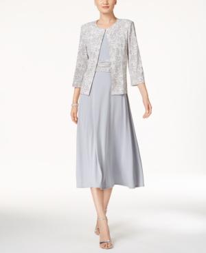 Jessica Howard Midi Dress And Lace-print Jacket