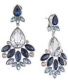 Givenchy Silver-tone Crystal Blue Chandelier Earrings