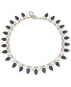 Carolee Silver-tone Jet And Clear Teardrop Crystal Collar Necklace