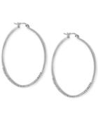 Bcbgeneration Silver-tone Pave-edge Hoop Earrings