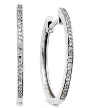 Diamond Hoop Earrings (1/10 Ct. T.w.) In 14k White Gold