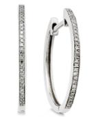 Diamond Hoop Earrings (1/10 Ct. T.w.) In 14k White Gold