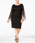 Connected Plus Size Angel-sleeve Sequined Dress