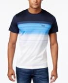 Hugo Boss Green Men's Colorblocked Striped Cotton T-shirt