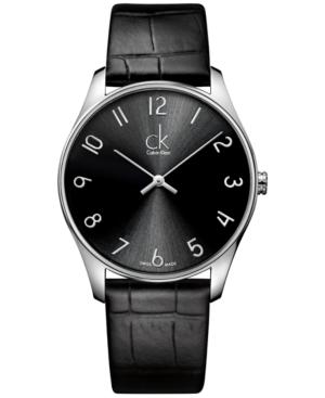Calvin Klein Men's Swiss Classic Black Leather Strap Watch 38mm K4d211cx