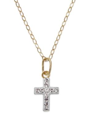 Children's Swarovski Crystal Cross Pendant Necklace In 14k Gold