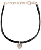 Effy Diamond Heart Charm Leather Bracelet (1/8 Ct. T.w.) In 14k Rose Gold