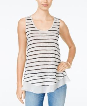 American Rag Chiffon-hem Striped Tank Top, Only At Macy's