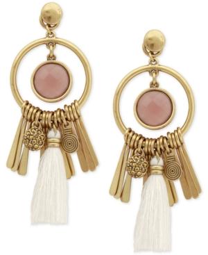 Lucky Brand Gold-tone Reversible Stone, Bar & Tassel Drop Earrings, A Macy's Exclusive Style