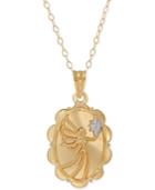 Two-tone Angel Always By Your Side Pendant Necklace In 10k Gold