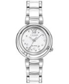 Citizen Women's Eco-drive Sunrise Stainless Steel & White Ceramic Bracelet Watch 30mm Em0320-83a