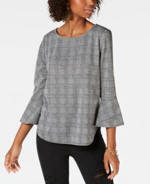 Bcx Juniors' Plaid Bell-sleeve Top