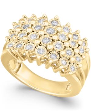 Diamond Multi-row Ring (1/2 Ct. T.w.) In Sterling Silver Or 14k Gold Over Strerling Silver