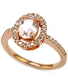 Morganite (7/8 Ct. T.w.) And Diamond (1/4 Ct. T.w.) Halo-style Ring In 14k Rose Gold