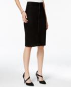 Bar Iii Faux-suede Zip-front Pencil Skirt, Only At Macy's