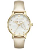 Kate Spade New York Women's Metro Florida Gold-tone Leather Strap Watch 34mm Ksw1301