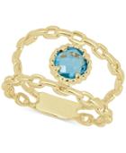 Swiss Blue Topaz Double Chain Statement Ring (1-1/10 Ct. T.w.) In 14k Gold