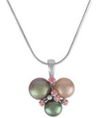 Majorica Sterling Silver Pink Cubic Zirconia & Colored Imitation Pearl Pendant Necklace