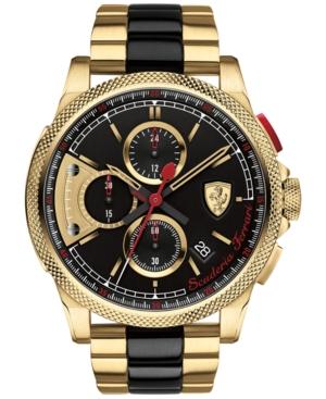 Scuderia Ferrari Men's Chronograph Formula Italia S Gold-tone And Black Ion-plated Stainless Steel Bracelet Watch 46mm 0830316