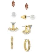 Bcbgeneration Gold-tone Peach Crystal And Imitation Pearl Earring