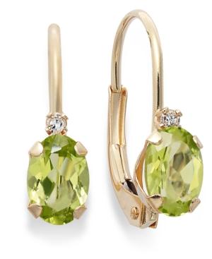 10k Gold Earrings, Peridot (3/4 Ct. T.w.) And Diamond Accent Leverback Earrings