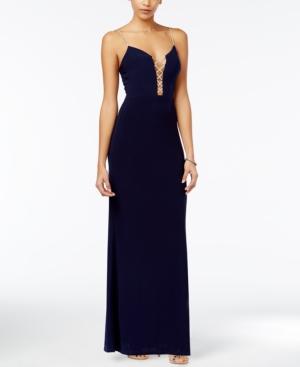 Jump Juniors' Embellished Crisscross-front Column Dress