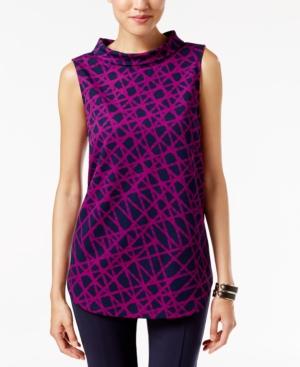 Alfani Petite Printed Funnel-neck Top, Only At Macy's