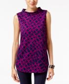 Alfani Petite Printed Funnel-neck Top, Only At Macy's