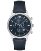 Emporio Armani Men's Chronograph Blue Leather Strap Watch 43mm Ar11018