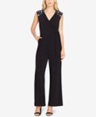 Tahari Embellished-shoulder Scuba Jumpsuit