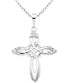 Diamond Celtic Cross 18 Pendant Necklace (1/10 Ct. T.w.) In Sterling Silver
