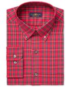 Club Room Men's Estate Classic-fit Wrinkle Resistant Red Stewart Tartan Dress Shirt, Only At Macy's