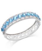 Blue Topaz (10-1/4 Ct. T.w.) And White Topaz (1/4 Ct. T.w.) Bangle Bracelet In Sterling Silver