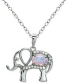 Giani Bernini Cubic Zirconia And Iridescent Stone Elephant Pendant Necklace In Sterling Silver, Only At Macy's