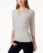 Charter Club Geo-print Crossover Wrap Top, Only At Macy's