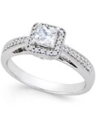 Diamond Princess-cut Milgrain Engagement Ring (1/2 Ct. T.w.) In 14k White Gold