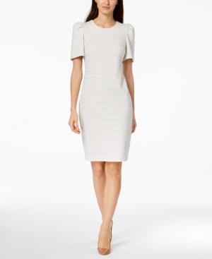 Calvin Klein Striped Puff-sleeve Dress