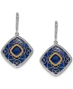 Lapis Lazuli (19mm) Filigree Drop Earrings In Sterling Silver & 14k Gold