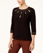 Alfred Dunner Jungle Love Embellished Top