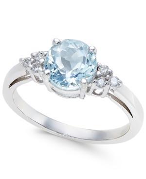 Aquamarine (1-1/6 Ct. T.w.) And Diamond (1/10 Ct. T.w.) Ring In 14k White Gold