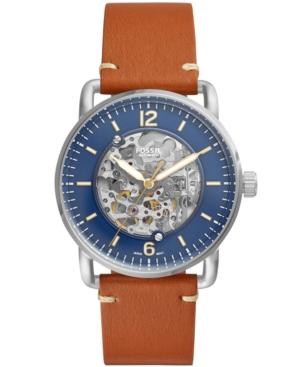Fossil Men's Automatic Commuter Brown Leather Strap Watch 42mm