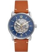 Fossil Men's Automatic Commuter Brown Leather Strap Watch 42mm