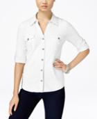 Style & Co. Collared Button-front Shirt, Only At Macy's