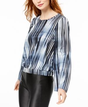 Bar Iii Printed Flare-sleeved Blouson Top, Created For Macy's