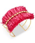 I.n.c. Gold-tone Bead & Raffia Triple-row Cuff Bracelet, Created For Macy's
