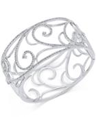 Danori Silver-tone Pave Filigree Cuff Bracelet, Only At Macy's