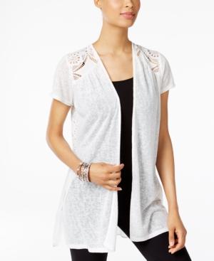 August Silk Mixed-media Crochet-trim Cardigan