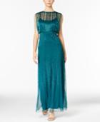 Adrianna Papell Beaded Illusion Blouson Gown