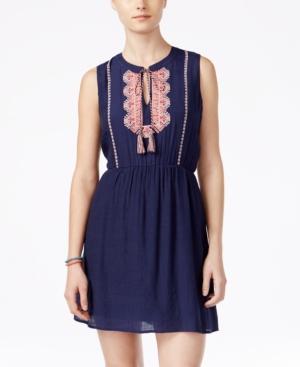 As U Wish Juniors' Sleeveless Embroidered Fit & Flare Dress