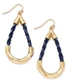 Inc International Concepts Gold-tone Navy Cord Teardrop-shape Drop Earrings, Only At Macy's